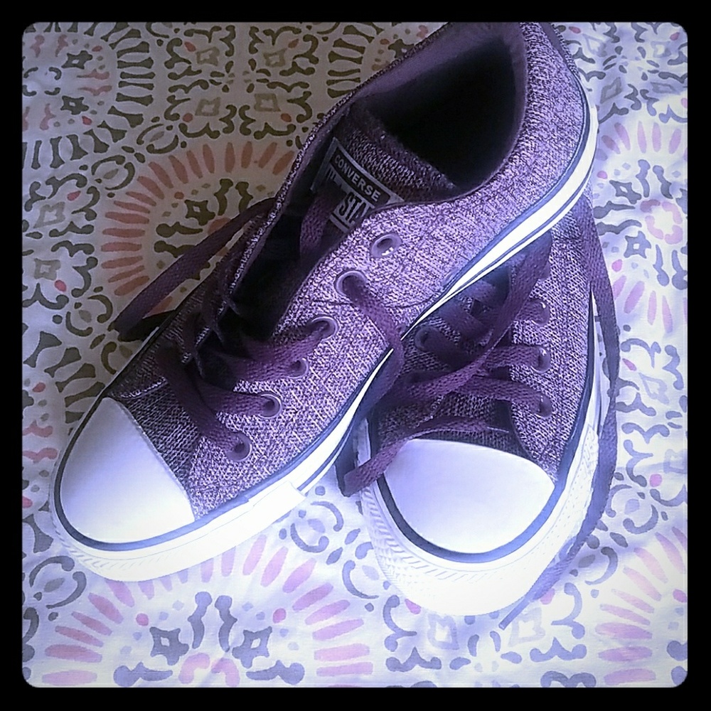 Heathered purple converse shoes
